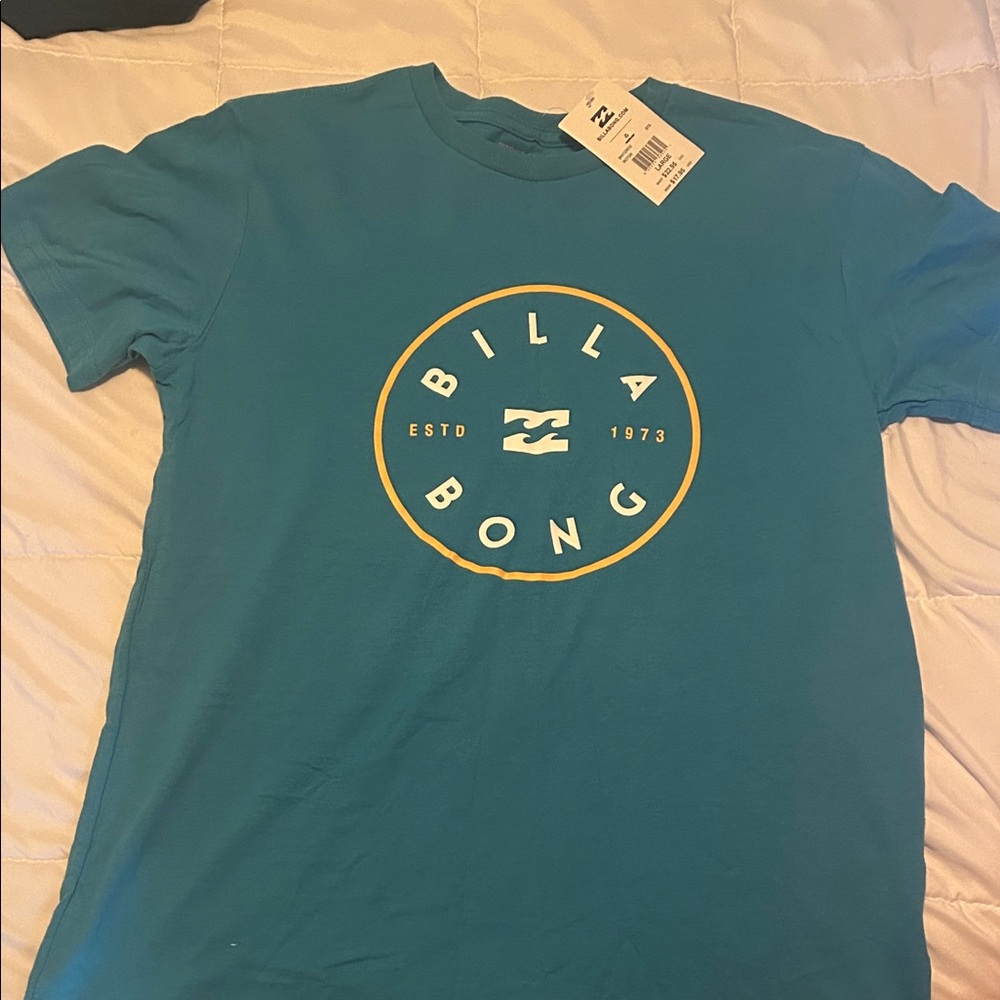 Billabong Teal Tee with Yellow Logo